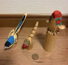 木彫り 鳥の置物 3点セット