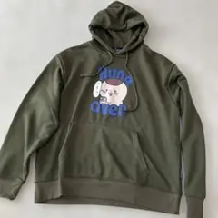 ちいかわHung Over イラスト付きパーカー　大きめゆったりサイズ　カーキ