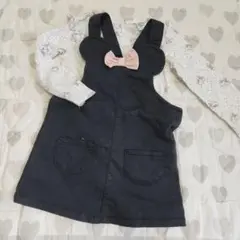 H＆M disney ディズニー ミニーちゃんジャンパースカートサロペットロンＴ
