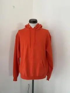 Champion チャンピオン 袖ロゴ有り オレンジ フード付きパーカー