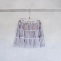 OZOC チュールパニエ ミニスカート グレーとパープル花柄のサムネイル