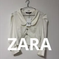 新品］ZARA ボウタイ付きシアーブラウス L ホワイト - メルカリ