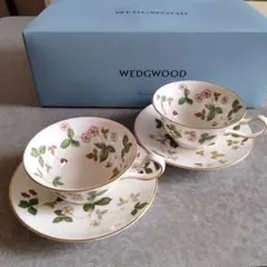 【新品】ウェッジウッド ワイルド ストロベリー ティーカップ&ソーサー ピオニー