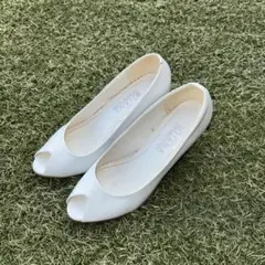 DIANA ダイアナ オープントゥ ウェッジソール パンプス 白 36 23.0