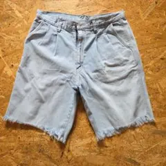 BOBSON デニム ショートパンツ ライトブルー ダメージ古着 W84のサムネイル