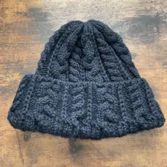 Ca4la ダークネイビー ケーブル編み ニット帽