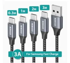【4本セット 3m+2m+1m+0.3m】USB TYPE C/タイプｃケーブル