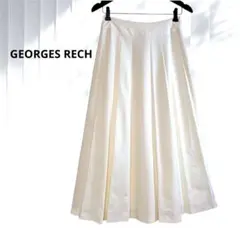 【ia5】GEORGES RECH スカート 白 プリーツ フレア ロング Lのサムネイル