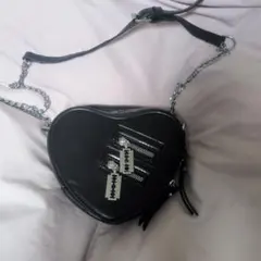 ハート型 ブラック ショルダーバッグ