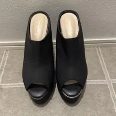 ブラック オープントゥ ハイヒール