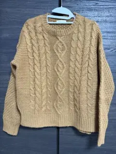 earth music&ecology ケーブル編みセーター M キャメル