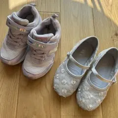 【セット売り】くすみパープルスニーカーとZARAフラワー刺繍のおしゃれシューズ