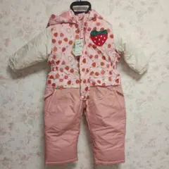 【新品・タグ付き】いちご柄　 子供　スキーウェア 90　ジャンプスーツ撥水加工