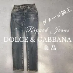 DOLCE & GABBANA ダメージ加工スリムデニム 美品 SALE‼️のサムネイル