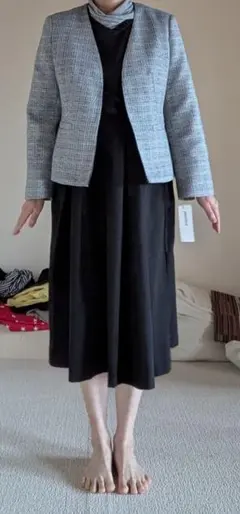 M・Lの方にも♪イオン(ピュアラスト)★フォーマルツイードジャケ/LL/白×紺系