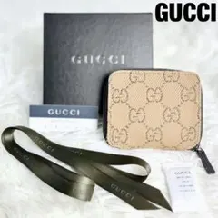 極美品 付属品付き✨グッチ コインケース GGキャンバス レザー ブラウン