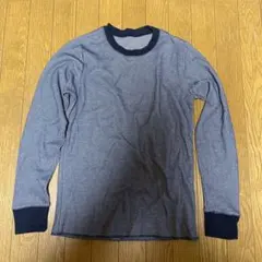 ネイビー チェック柄 長袖カットソー