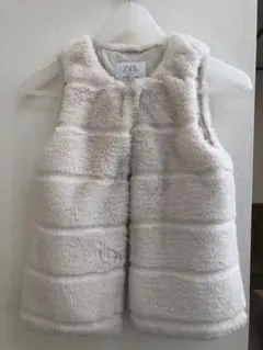 ZARA 子供用ファーベスト130cm アイボリー【美品】即日発送可能