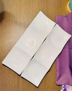 ホワイト 三つ仕切り皿 2枚セット