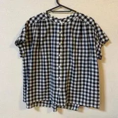 無印　フレンチスリーブシャツ　チェック