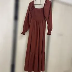 SHEIN ロングワンピース ブラウン XS