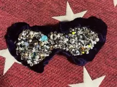 ビーズ装飾リボン型バレッタ