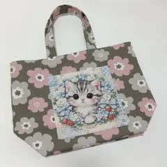 パネル生地バッグ 猫 ハンドメイド パネルバッグ パネル生地 パネル猫