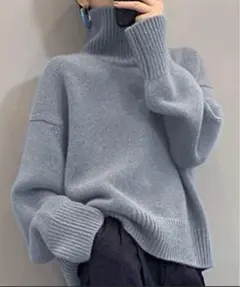 Doula Doula オーバーサイズハイネックニット　ライトブルー