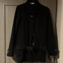 ウール ピーコート 黒 ベルト付き