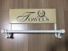 アンティーク調　ウォールタオルハンガー　木材/アイアン　壁掛けタオル掛け