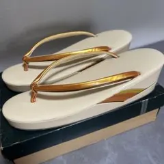 厚底草履 ゴールド アイボリー　Mサイズ位