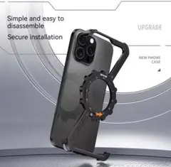 Obsidian Black iPhoneケース 360°回転サポート