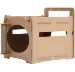 キャットハウス 猫爪とぎ ダンボール ハウス組み立て式 (1段 ハウス)のサムネイル