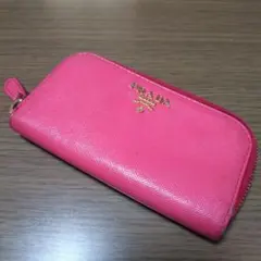 PRADA プラダ キーケース ラウンドジップ ピンク レザー サフィアーノ