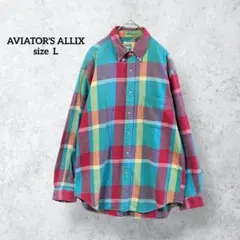 アビエイターズアリックス ネルシャツ マルチカラー レトロ アメカジ H0577