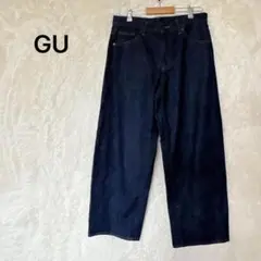 GU デニム　ジーンズ ワイドパンツ XL ダークブルー カジュアル　ラフのサムネイル