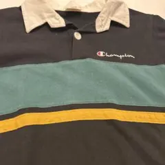Champion ロゴ入り ラガーシャツ 半袖