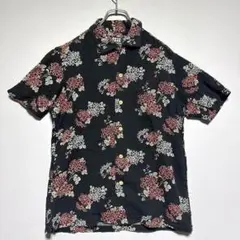 タケオキクチ　半袖シャツ　カットソー　フラワー　花柄 ブラック　綿100% 美品
