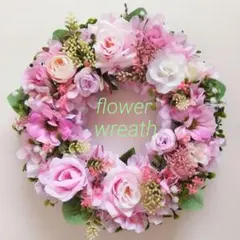 フラワーリース♪ ピンクのお花達と桜のリース(^^)