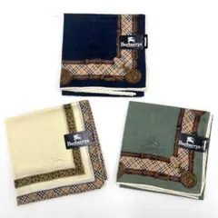 Burberry ハンカチ3枚セット 新品タグ付 綿100% バーバリー