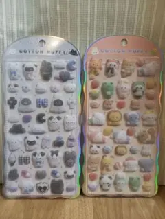 コットンパフィーシール　モノクロとアニマル 2枚セット