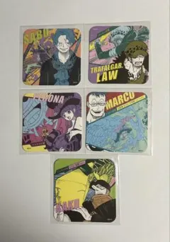 ワンピース　アートコースター　サボ　ロー　マルコ　ペローナ　カク　5点セット