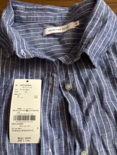 新品タグ付きアメリカンホリック　綿　麻　ストライプ　リネンブレンドシャツ