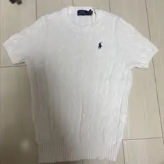 POLO RALPH LAUREN ケーブルニット 半袖 ホワイト