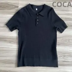 新品同様　coca ポロニット トップス Sサイズ ブラック秋　リブ