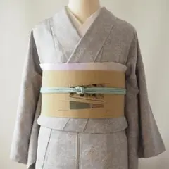 【着物】【小紋】ライトグレー地 唐花 羽二重 No.41