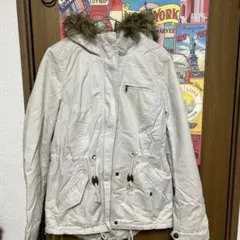 ファー付きボアモッズコート オフホワイト　H&M