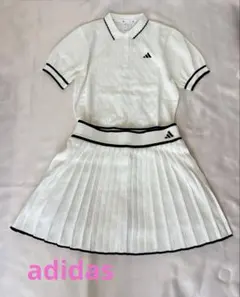 新品ゴルフ　パフスリーブニット　ジャガード柄プリーツスカートセット　春夏コーデ