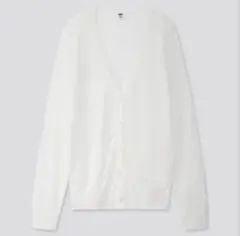 送料込　UNIQLO ライトVネックカーディガン（長袖）白　ホワイト　L 春夏
