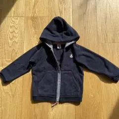 プチバトー フード付きパーカー アウター ネイビー　フリース